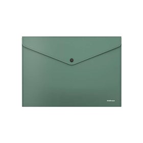 Porta-documentos Erichkrause Fizzy Classic tamanho A4 - Feito de plástico opaco - Textura áspera - Cor verde
