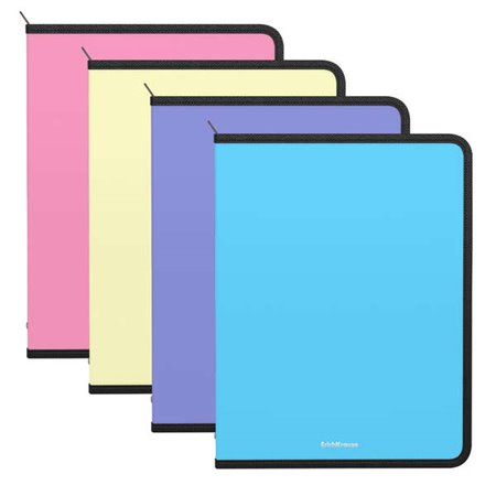 Pacote com 4 pastas com zíper Erichkrause em tons pastel foscos - Para organizar e transportar documentos - Cores pastel sortida