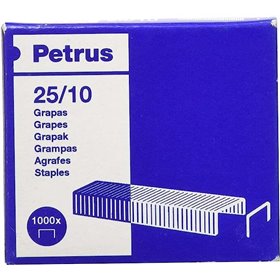 Caixa Petrus com 1000 grampos galvanizados 25/10 - até 60 folhas - haste de 10 mm