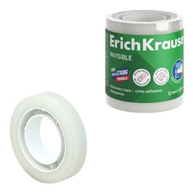 Fita adesiva invisível ErichKrause 12mm x 20m - Superfície fosca - Permite escrita - Transparente
