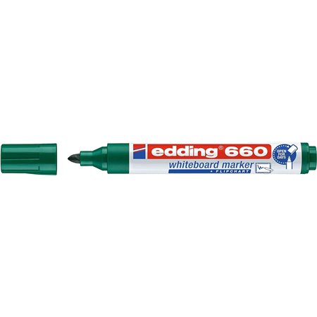 Marcador para quadro branco Edding 660 - Ponta redonda - Espessura da linha entre 1,5 e 3 mm - Tinta pigmentada - Recarregável -