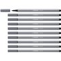Caneta Marcadora Stabilo Pen 68 com Ponta de Fibra - Espessura da Linha de Aprox. 1mm - Tinta à Base de Água - Cinza Escuro