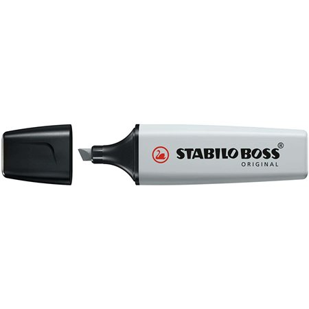 Marcador fluorescente pastel Stabilo Boss 70 - Espessura da linha de 2 a 5 mm - Recarregável - Tinta à base de água - Cinza acin