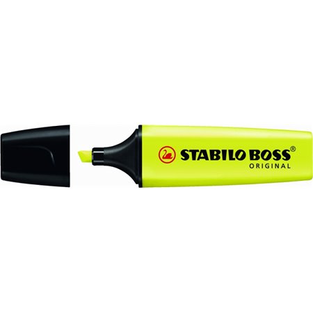 Marcador de texto fluorescente Stabilo Boss 70 - Espessura da linha de 2 a 5 mm - Recarregável - Tinta à base de água - Amarelo 