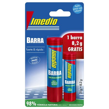 Kit com 2 bastões de cola Imedio (1 de 21g + 1 de 8,2g) - Sem solventes - Laváveis - Ideais para uso escolar