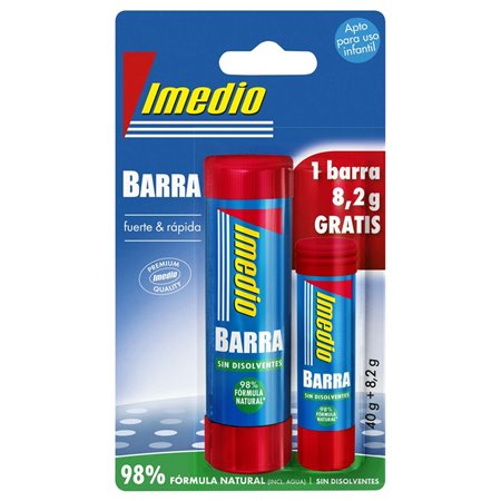 Kit com 2 bastões de cola Imedio (1 de 40g + 1 de 8,2g) - Sem solventes - Laváveis - Ideais para uso escolar