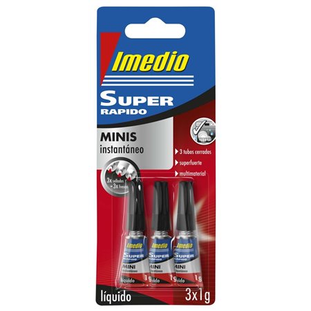 Imedio Super Fast Pacote com 3 Tubos de Cola Instantânea 1g - Transparente - Multimaterial