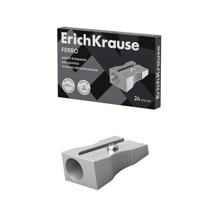 Apontador de lápis Erichkrause Ferro em alumínio com cabo ergonômico - furo de 8 mm - lâmina em aço carbono - cor alumínio
