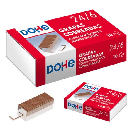 Caixa Dohe com 1000 grampos 24/6 banhados a cobre