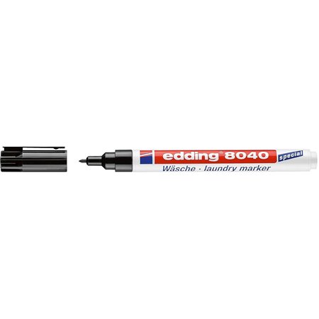 Marcador permanente para tecido Edding 8040 - Ponta redonda - Largura da linha de 1 mm - Tampa com clipe - Secagem rápida - Pret