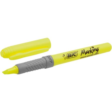 Marcador fluorescente Bic Highlighter Grip - Tinta à base de água - Ponta chanfrada - Espessura da linha entre 1,60 e 3,30 mm - 