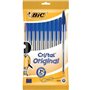 Canetas Esferográficas Bic Cristal Original, Pacote com 10 - Ponta Redonda de 1,0 mm - Traço de 0,4 mm - Tinta à Base de Óleo - 