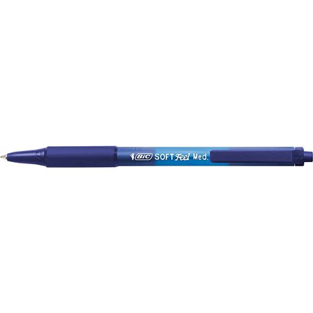 Caneta Esferográfica Retrátil Bic Soft Feel - Ponta Média de 1mm - Corpo Translúcido com Área de Apoio para os Pés - Azul