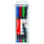 Kit com 4 Marcadores Permanentes Stabilo OHPen - Ponta Fina - Largura da Linha 0,7mm - Empunhadura Antiderrapante - Tampa Ventil