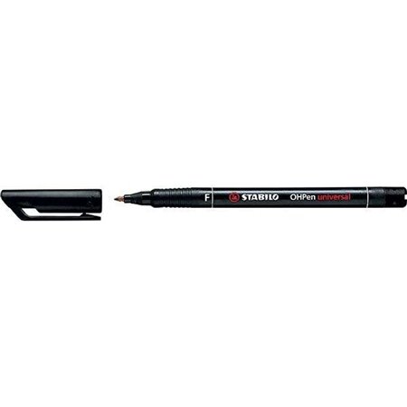 Marcador permanente Stabilo OHPen - Ponta fina - Largura da linha de 0,7 mm - Empunhadura antiderrapante - Tampa ventilada - Pre