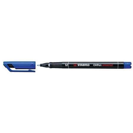 Marcador permanente Stabilo OHPen - Ponta média - Largura da linha de 1 mm - Empunhadura antiderrapante - Tampa ventilada - Azul
