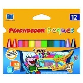 Bic Kids Plastidecor Peques Caixa com 12 giz de cera triangulares - Ideal para crianças pequenas - Textura macia - Não mancha