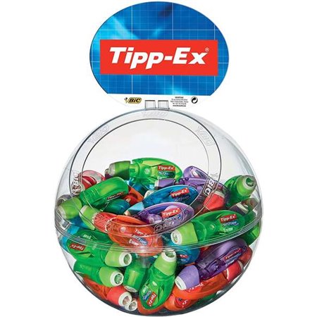 Suporte expositor Tipp-Ex Micro Tape Twist, 60 fitas corretivas de 5,00 mm x 8 m - Cabeça giratória - Escrita instantânea - 4 co