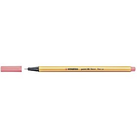 Caneta de fibra Stabilo Point 88 de ponta fina - Espessura da linha de 0,4 mm - Tinta à base de água - Vermelho neon