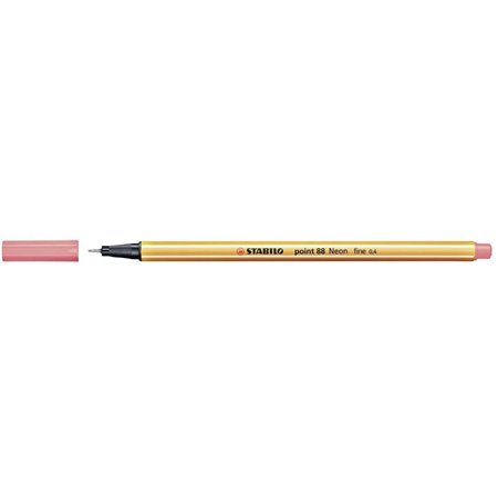 Caneta de fibra Stabilo Point 88 de ponta fina - Espessura da linha de 0,4 mm - Tinta à base de água - Vermelho neon