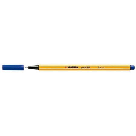 Caneta de fibra Stabilo Point 88 de ponta fina - Espessura da linha: 0,4 mm - Tinta à base de água - Azul escuro