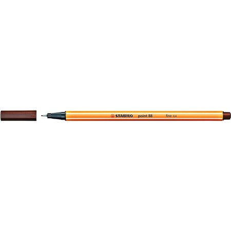 Caneta de fibra Stabilo Point 88 de ponta fina - Espessura da linha: 0,4 mm - Tinta à base de água - Marrom