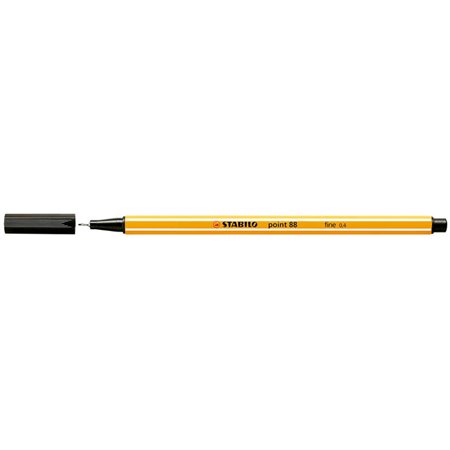 Caneta de fibra Stabilo Point 88 de ponta fina - Espessura da linha de 0,4 mm - Tinta à base de água - Preta