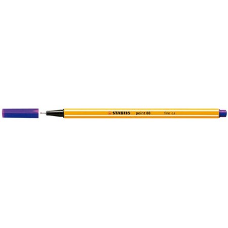 Caneta de fibra Stabilo Point 88 de ponta fina - Espessura da linha: 0,4 mm - Tinta à base de água - Violeta
