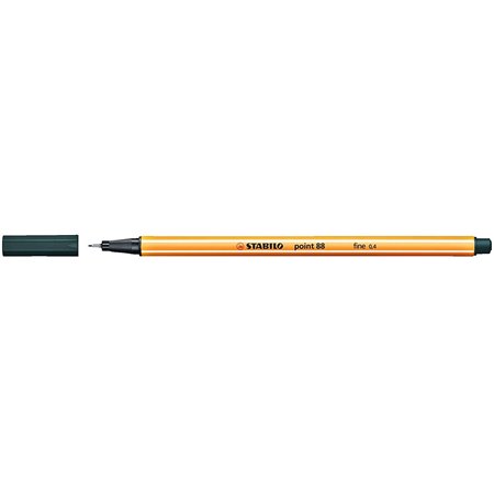 Caneta de fibra Stabilo Point 88 de ponta fina - Espessura da linha: 0,4 mm - Tinta à base de água - Verde Oliva
