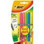 Bic Brit Liner Grip Pacote com 6 Marcadores Fluorescentes (4+2) - Tinta à base de água - Ponta chanfrada - Espessura da linha en