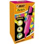 Marcador de texto fluorescente Bic com ponta chanfrada, largura da linha entre 1,70 e 4,80 mm, tinta à base de água, rosa.
