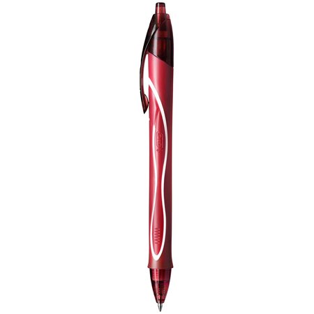 Caneta Gel Retrátil Bic Gel-Ocity Quick Dry - Ponta Média de 0,7 mm - Tinta Gel - Antiborrões - Secagem Ultrarrápida - Vermelha