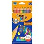 Caixa com 12 lápis de cor sortidos Bic Kids Evolution Stripes - Feitos de resina - Ponta ultrarresistente - Mina pigmentada de 3