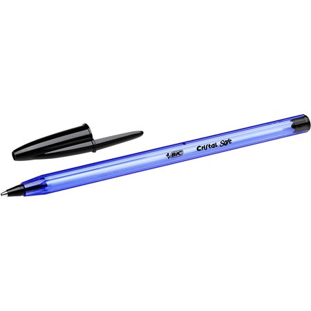 Canetas Esferográficas Bic Cristal Soft - Ponta Média de 1,2 mm - Largura da Linha de 0,45 mm - Escrita Mais Suave - Preta