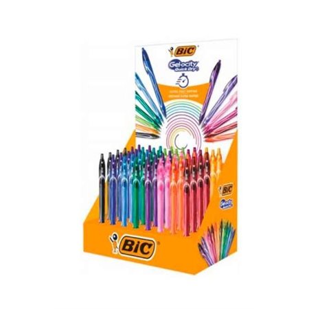 Bic Gel-Ocity Quick Dry - Display com 48 Canetas Retráteis - Empunhadura emborrachada - Ponta média de 0,7 mm - Secagem ultrarrá