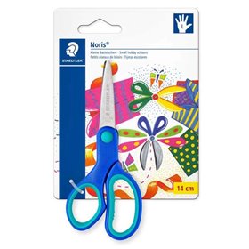 Tesoura escolar de segurança Staedtler Noris 965 para canhotos - Cabo ergonômico macio - Lâminas sem corte - Comprimento 14 cm