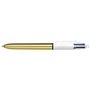 Caneta Esferográfica Retrátil Bic Shine 4 Cores - Ponta de 1mm - Traço de 0,4mm - Tinta à base de óleo - Corpo dourado/branco - 
