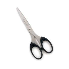 Tesoura Rapesco Essential em aço inoxidável, 16 cm - Cabos ergonômicos - Adequada para destros e canhotos - Preta
