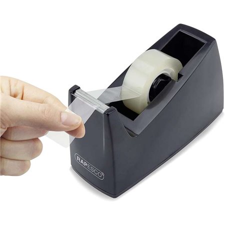 Suporte para rolo de fita adesiva Rapesco 19mm x 33m - Base de borracha antiderrapante - Fita não incluída
