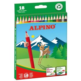 Conjunto de 18 lápis de cor Alpino - Mina de 3 mm - Resistentes à quebra - Bandeja removível - Cores sortidas