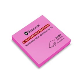 Bloco de notas adesivas Bismark com 100 unidades, 76x76mm - Magenta Neon