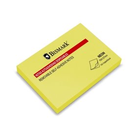 Bloco de notas adesivas Bismark com 100 unidades, 76x127mm - Amarelo Neon