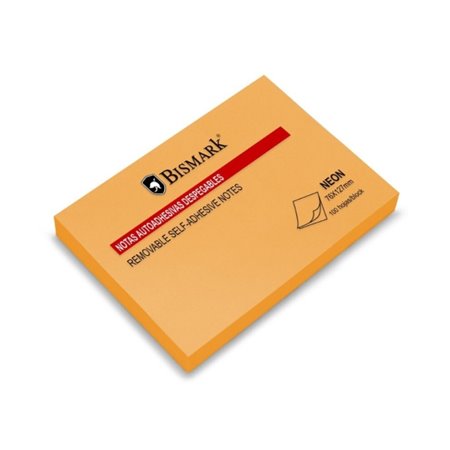 Bloco de notas adesivas Bismark com 100 unidades, 76x127mm - Laranja Neon
