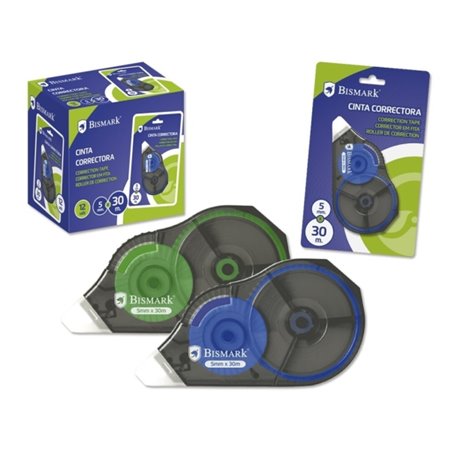 Fita Corretiva Bismark 5mm x 30m - Adesão perfeita ao papel - Embalagem individual - Cores sortidas (aleatórias)