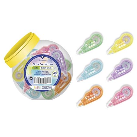 Fita Corretiva Bismark Mini Pastel 5mm x 5m - Correção Instantânea - Não Deixa Vestígios em Fotocópias