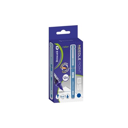 Caneta de tinta líquida Bismark com ponta de agulha - Escrita suave - Alta precisão - Azul