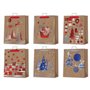 Sacola de Natal de Papel Kraft Bismark - Impressão Metalizada - 6 Modelos Diferentes