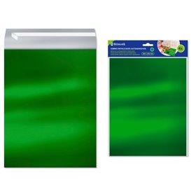 Conjunto de 4 envelopes metálicos Bismark - Medidas: 324 x 254 mm - Fecho autoadesivo - Ideal para presentes - Verde metálico