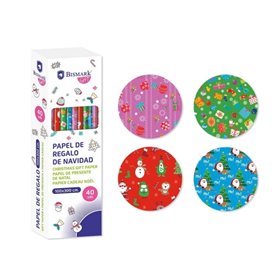 Papel de embrulho para presentes de Natal Bismark - Mede 100cm x 300cm - 4 designs diferentes