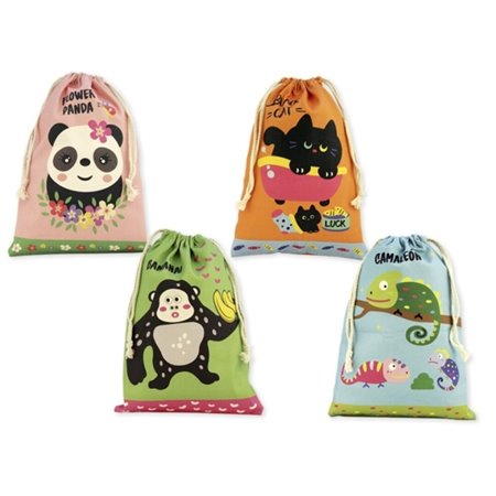 Lancheira Escolar Bismark com Estampa de Animais - Medidas: 22x35cm - Fecho com Cordão - 4 Estampas Diferentes